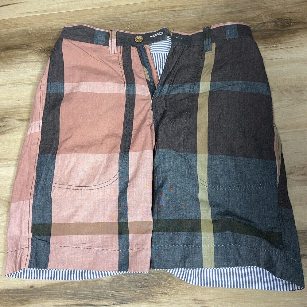 Washed Stoned & Beaten Shorts Mens‎ 30 Seersucker Reversible Plaid